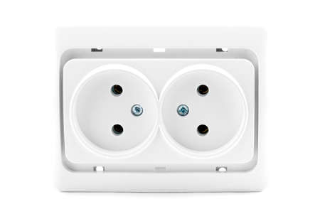 electric plug outlet on white background with clipping path 