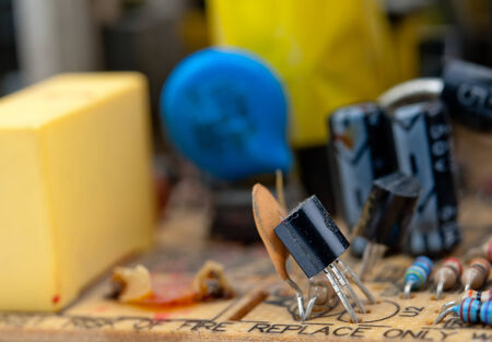 electrical circuit board with conductors and transistorsの写真素材