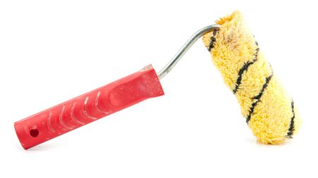 paint roller with shadow isolated on white backgroundの写真素材