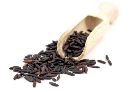 black rice isolated on white backgroundの写真素材