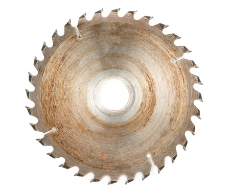 circular saw studio isolated on white backgroundの写真素材