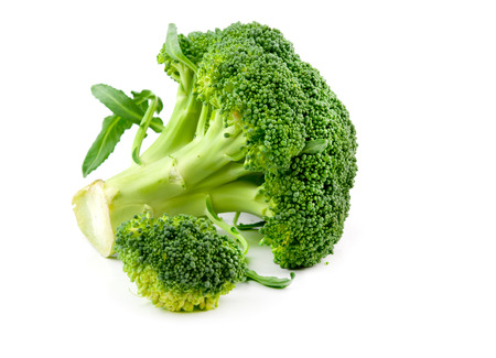 fresh raw broccoli isolated on white backgroundの写真素材