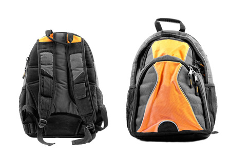 school backpack is isolated on whiteの写真素材