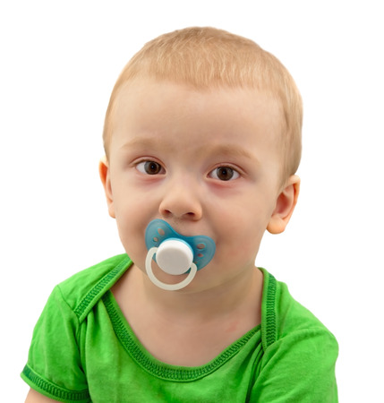 portrait of little boy isolated on white background