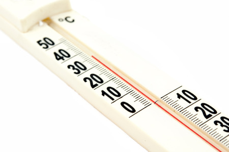 Close up of a thermometer on white backgroundの写真素材