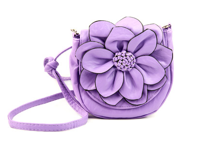 pink handbag isolated on white backgroundの写真素材