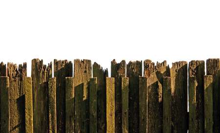 old wooden fence isolated on whiteの写真素材