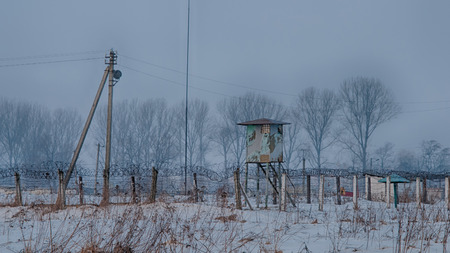 concrete fence of russian prison