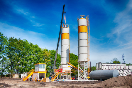 Concrete mixing silo, site construction facilities.の写真素材