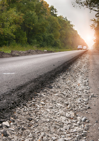 working on the new road construction siteの写真素材