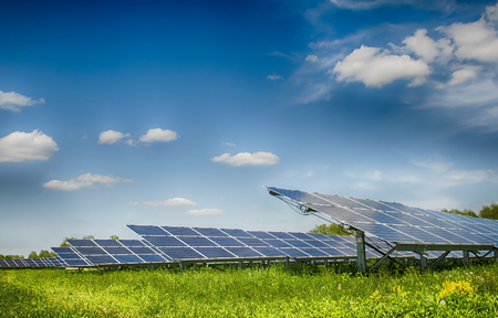 image of a big solar plantの写真素材