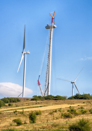 building site of a wind turbineの写真素材