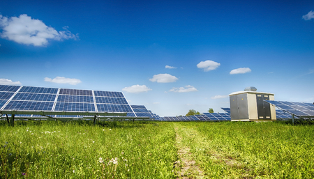 image of a big solar plantの写真素材