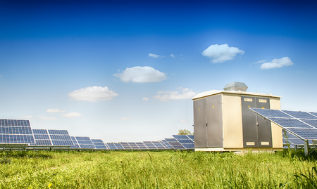 image of a big solar plantの写真素材