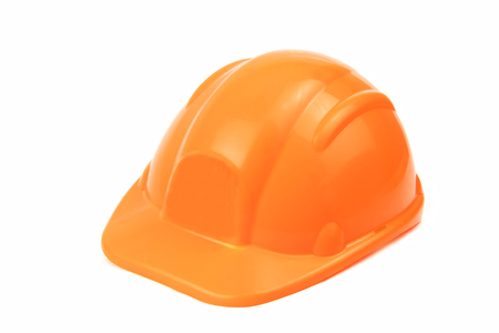 Plastic safety helmet isolated on white backgroundの写真素材