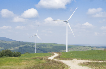 wind turbine farm on the mountain