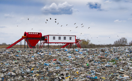 view in modern waste hazardous recycling plant and storageの写真素材