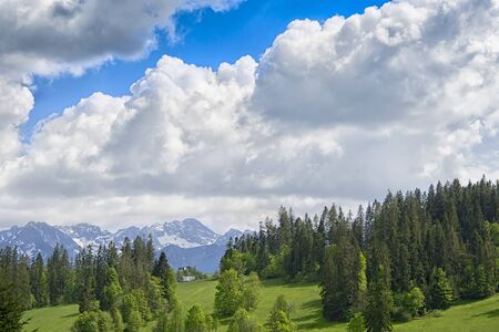 View of Tatra mounains.Tatra mountains in the morning. Beautiful green valley at snowy mountains...