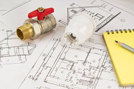 Engineering heating. Concept Heating. Project of heating for houseの写真素材