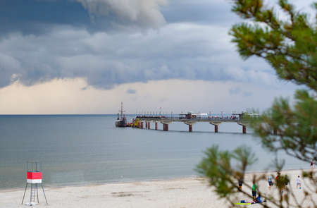 Stormy sunsent over the baltic sea in Miedzyzdroje; Poland.の写真素材