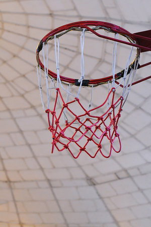 basket and network under the lights of the hall