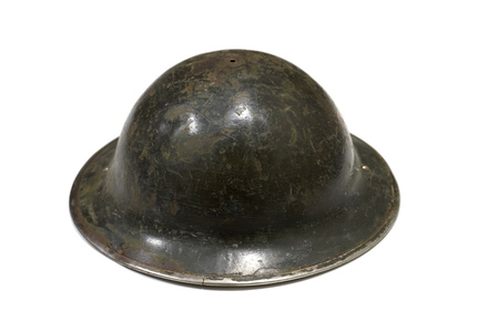Genuine World War One helmet isolated on a white background side viewの写真素材