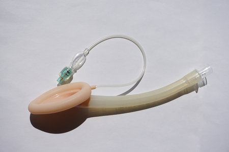 Laryngeal mask airway for emergency medical help on a white backgroundの写真素材