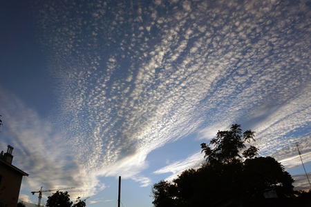 Cirrus clouds at sunsetの写真素材