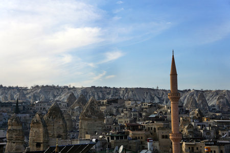 Famous cave hotels in Goreme, Cappadociaの写真素材