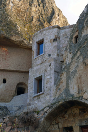 Famous cave hotels in Goreme, Cappadociaの写真素材