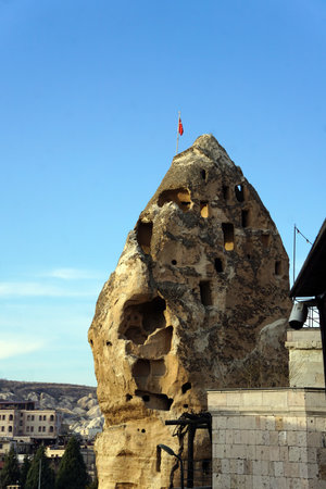 Famous cave hotels in Goreme, Cappadociaの写真素材