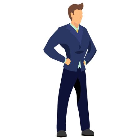 Stylish man in blue suit on white backgroundのイラスト素材