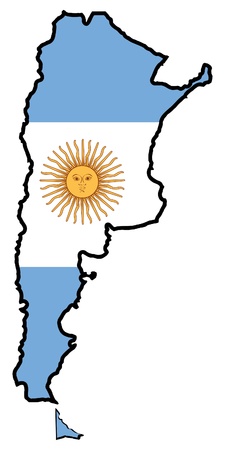 Illustration of flag in map of Argentinaのイラスト素材