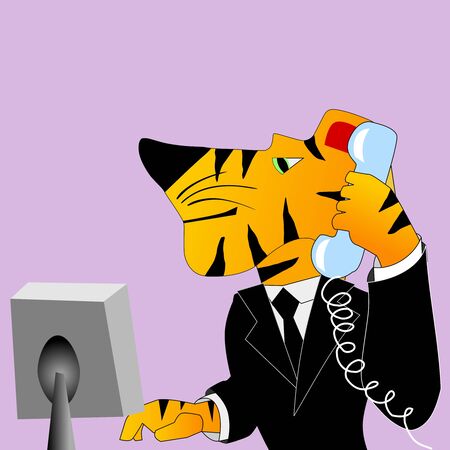 Funny character tiger in a suitのイラスト素材