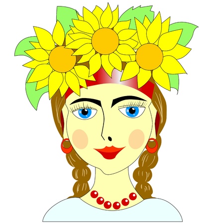 Beautiful nice girl in Ukrainian national suitのイラスト素材