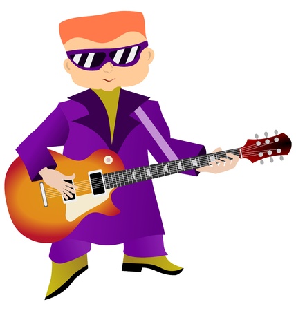 Stylish and fat man plays rock musicのイラスト素材