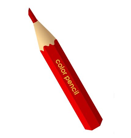 one short red pencil on white backgroundのイラスト素材