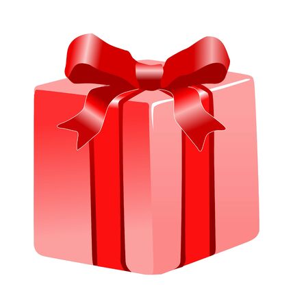 gift box with red ribbons on whiteのイラスト素材
