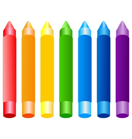 set of colored crayons on white backgroundのイラスト素材