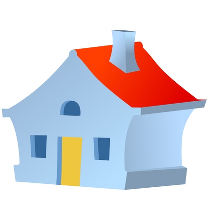 little house in children style on whiteのイラスト素材