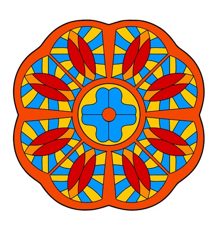 Floral Japanese ornament in a circle on whiteのイラスト素材