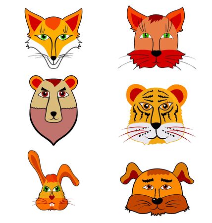 Set of cartoon illustration of different animalsのイラスト素材