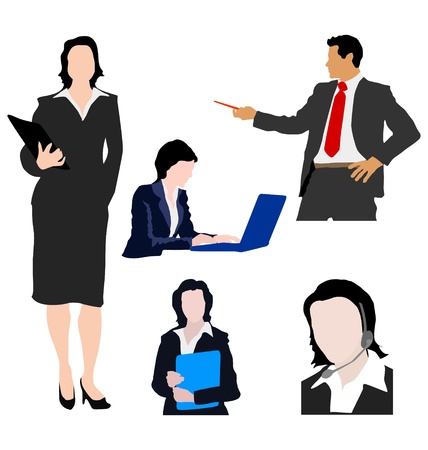 Set of colored silhouettes of business peopleのイラスト素材