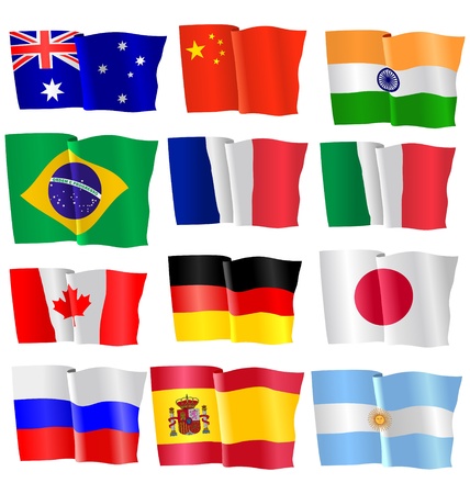 The big set of the waving flagsのイラスト素材