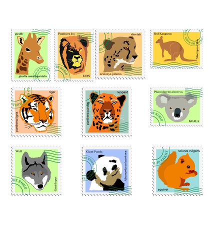 The set of the stamps of the animalsのイラスト素材