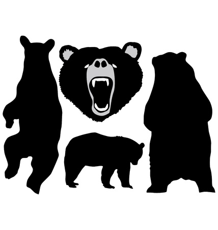 The set of the silhouettes of the bearのイラスト素材