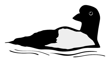Illustration in style of black silhouette of loonのイラスト素材