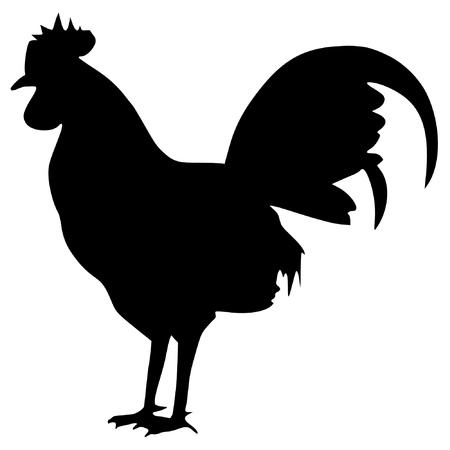 Illustration in style of black silhouette of cockのイラスト素材