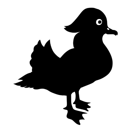 Illustration in style of black silhouette of mandarin duckのイラスト素材