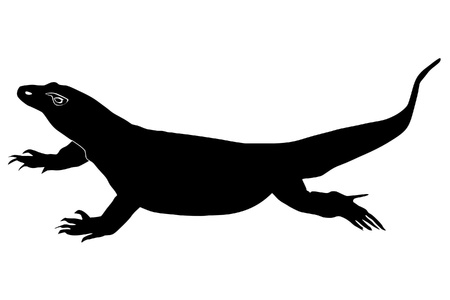 an illustration of black silhouette of Komodo dragonのイラスト素材